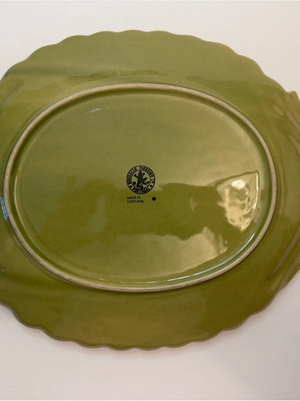 Vintage Bordallo Pinheiro Portugal Majolica Asparagus Basket weave 15” Platter